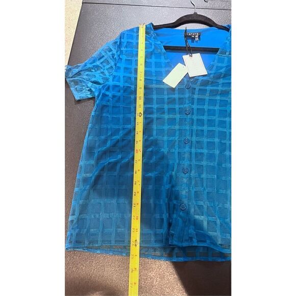 1. STATE TWILIGHT BLUE SHORT SLEEVE BUTTON DOWN BLOUSE SZ XS P1-18 NEW - Picture 8 of 11